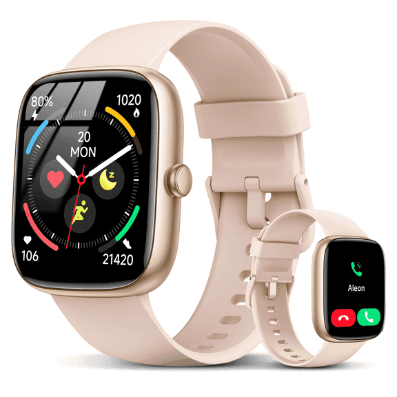 Cillso Ladies Waterproof Smart Watch, 1.83" Touchscreen Fitness Tracker for Android & iPhone with Bluetooth Call, Pink
