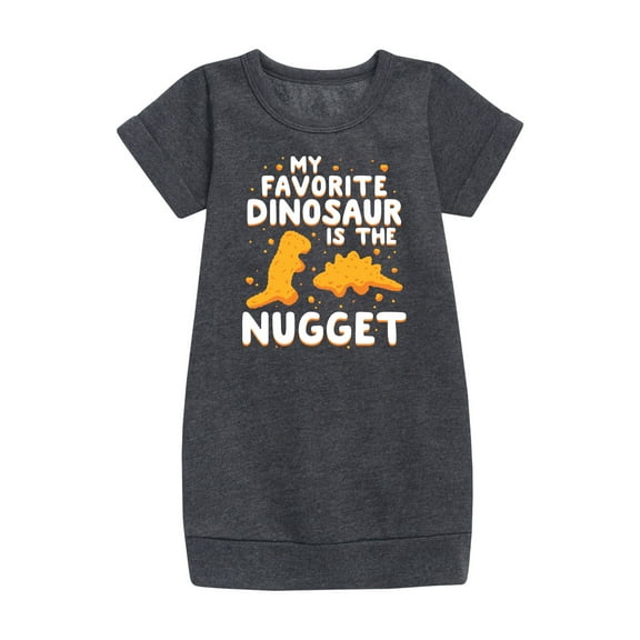 Instant Message - My Favorite Dinosaur is the Nugget - Toddler & Youth Girls Fleece Dress