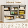thumbnail image 3 of Accreate Farmhouse 4 Drawer Dresser for Bedroom, 45" Wood Dressers with Sliding Barn Doors, TV Stand with Large Drawers & Bar Handles, White Dressers & Chests of Drawers for Closet, Living Room, 3 of 8