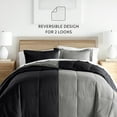 thumbnail image 6 of Noble Linens Soft 2-Piece Black & Fog Reversible All Season Lightweight Down Alternative Comforter Set, Twin/Twin XL, 6 of 12