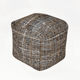 thumbnail image 5 of Koki Handcrafted Fabric Pouf in Khaki | Recycled Denim & Paper Chindi | 250 lbs Capacity | Multicolor Braided Design, 5 of 6