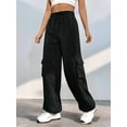 thumbnail image 6 of Cargo Joggers for Women Baggy Fleece Wide Leg Sweatpants Elastic High Waisted Fall Casual Hiking Pants Black L, 6 of 8