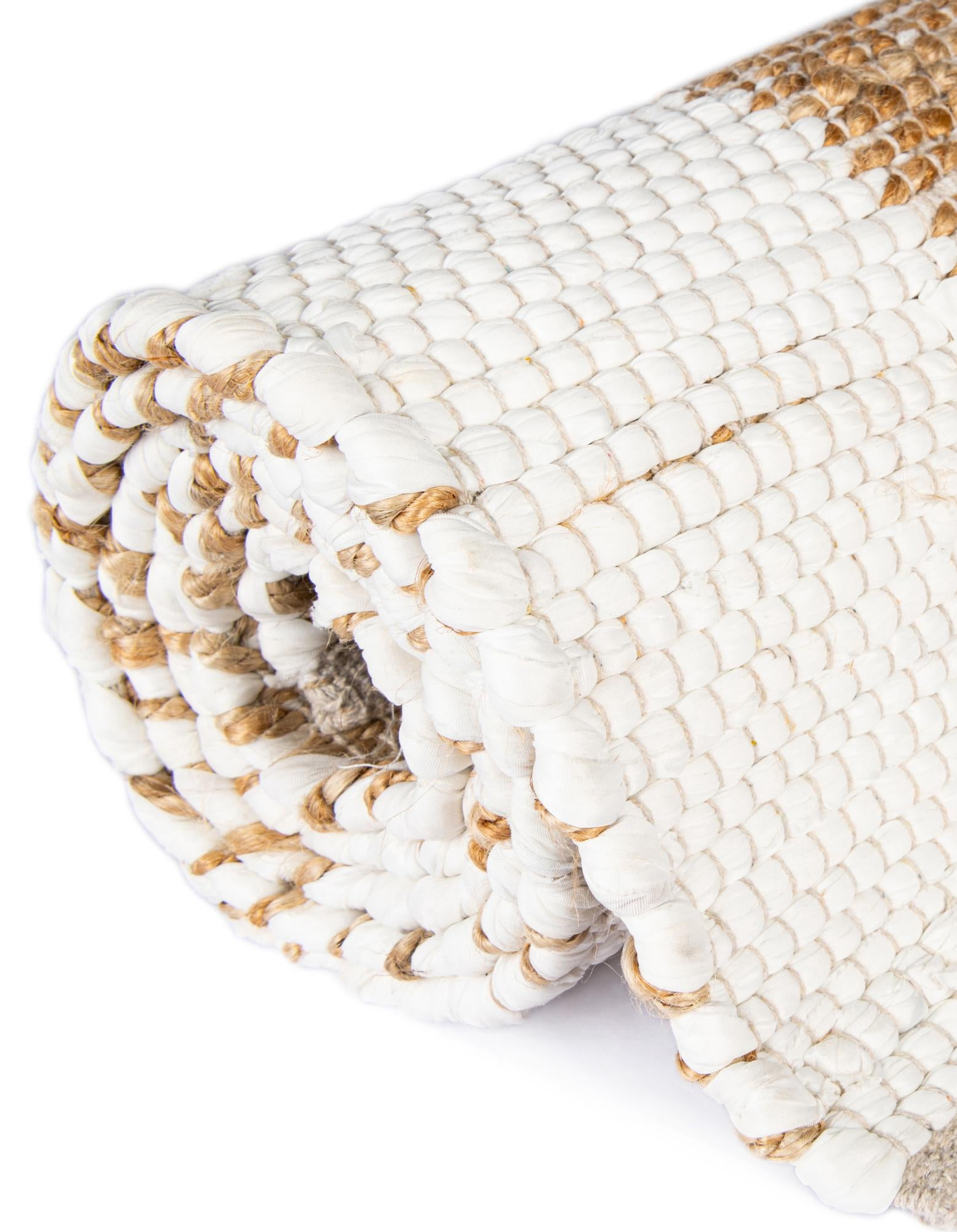 Unique Loom Chindi Jute Collection Area Rug (5' 1" x 8' Rectangle White and Natural/Natural)