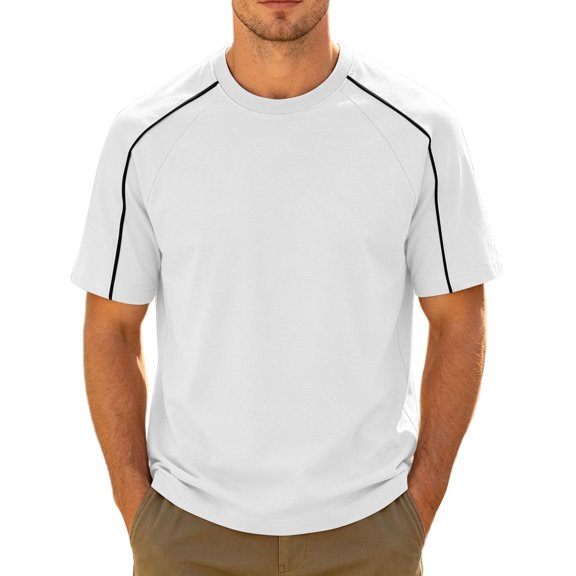 USNSM Comfy Cotton Shirts Running Athletic Shirt Baggy Crew Neck Workout Gym Tees Fitted Short Sleeve T-Shirts Summer Trendy Tshirts White XXL
