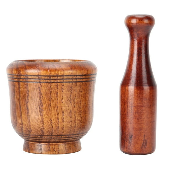 Mortar Pestle Set Wooden Grinding Bowl Manual Spice Grinder for Garlic Ginger Spices Nuts Pesto, Practical Tool