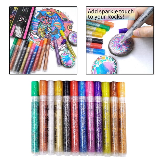 Bolígrafo de pintura acrílica, bolígrafos de pintura de 12 colores para pintura de rocas, de rotuladores de pintura permanente a prueba de agua Macarena rotuladores de pintura