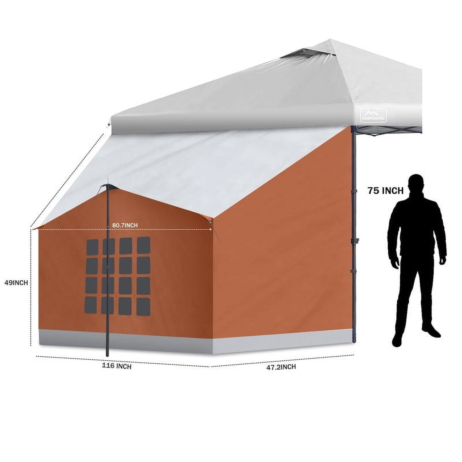KAMPKEEPER Side Tent,Camping Tent for 10' x 10' Pop Up Canopy, Easy Set Up Gazebo,Compatible with 10' Wide Canopy Tents