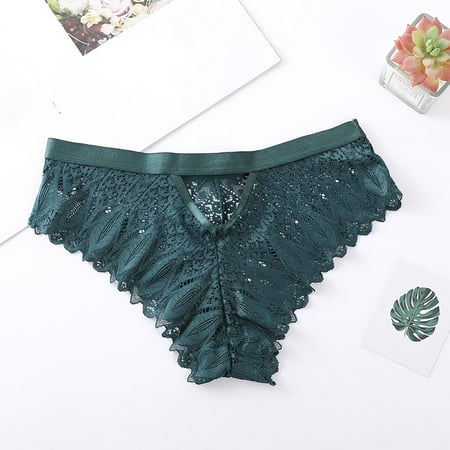 Hamky Womens Underwear Cotton Underwear Women Crochet Lace Panty Hollow Out Underwear Seamless Underwear Lace Underwear Green XL