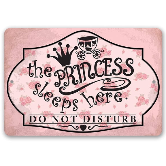 Metal Sign - The Princess Sleeps Here - Durable Metal Sign - Use Indoor/Outdoor - Makes a Great Girl's Room Decor Under $20 (8" x 12")