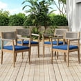 thumbnail image 5 of Braided Acacia Wood Outdoor Dining Table and Chairs Set of 2 – Teak Look with Beige Rope & Navy Cushions, All-Weather Patio Furniture for Garden, Poolside, and Backyard (Durable & Stylish), 5 of 9