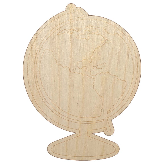Explorer World Globe of Planet Earth Wood Shape Unfinished Piece Cutout Craft DIY Projects - 4.70 Inch Size - 1/8 Inch Thick