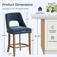 thumbnail image 2 of Bar Stools Set of 2, Upholstered Counter Height Bar Stools, Modern Counter Stools with Wood Legs for Kitchen Island Dining Room Bar, Blue, 2 of 8