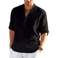 thumbnail image 3 of Camisa de lino de manga larga para hombre, camisas informales de algodón y lino de Color sólido, Tops hawaianos de S-5XL, 12 colores, novedad, 3 of 4