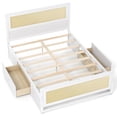 thumbnail image 2 of Costway Full Size Rattan Bed Frame with Headboard, 2 Storage Drawers & Space, White, 2 of 10
