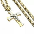 thumbnail image 2 of QQTDFG Jesus Crucifixion Cross Pendant For Men Women Stainless Steel Byzantine Necklace-Silver Gold-32 inch Necklace, 2 of 7