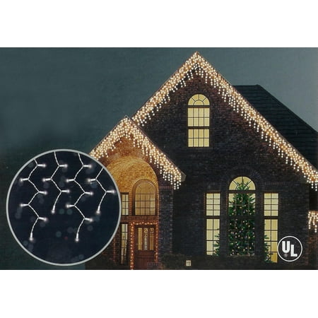 Set of 150 Shimmering Clear Mini Icicle Christmas Lights - White Wire