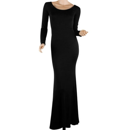 Women Slipover Fullover Backless Design Slim Dress Black L - Walmart.com