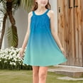 thumbnail image 4 of Zpanxa Girl Summer Dress Girl's Wrinkle Suspender Cami Dress Gradient Shiny Sleeveless Round Neck Casual Dresses Blue 11 Years, 4 of 9
