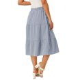 thumbnail image 3 of INSPIRE CHIC Mother's Day Women's Gingham Skirt Summer Casual Drawstring Waist Tiered Plaid A-Line Midi Skirts Deep Blue S, 3 of 6