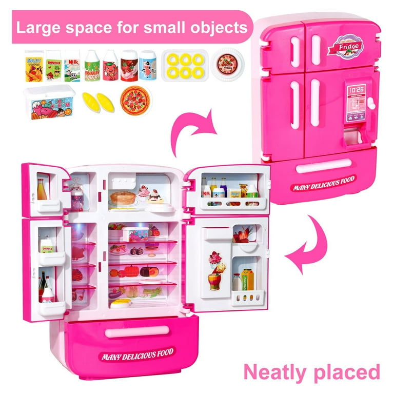 Hot Bee 34 inch Pink Play Kitchen Sets for Girls, Safe&Fun Pretend