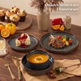 thumbnail image 5 of Onader 8-Piece Stoneware Dinnerware Set, Striped Reactive Glaze Plates and Bowls Sets for Restaurant, Blackish Green, 5 of 9