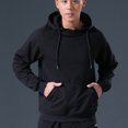 thumbnail image 3 of Men's Hoodie Sweatshirt Loose Fit Pullover Tops Solid Drawstring Sport Hoodie Classic Long Sleeves Pullover Hoodie Gifts, 3 of 9