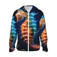 thumbnail image 1 of Fotbe Yellow Fish Seahorse Chaqueta con Protección Solar UPF 50+ para Hombre y Mujer, Camisa con Capucha y Bolsillos-3X-Large, 1 of 7