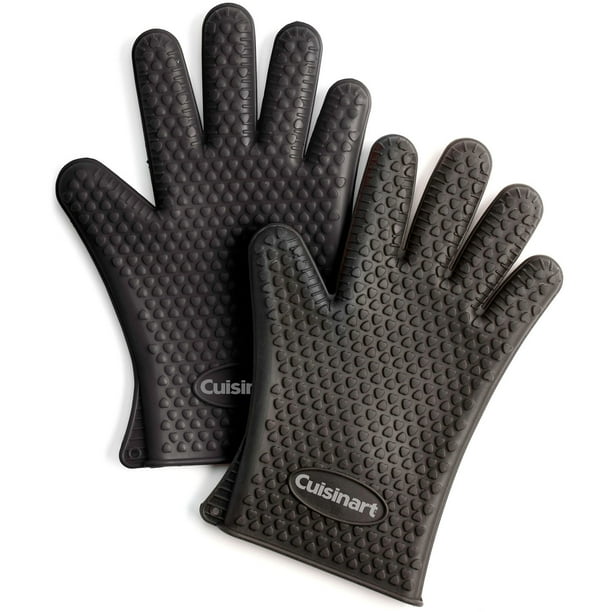 Cuisinart 2 Pack Heat Resistant Silicone Gloves Waterproof And Dishwasher Safe One Size Fits Most Heat Resistant To 425 Degrees F No Slip Grip Texture Walmart Com