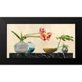 thumbnail image 2 of Thomlinson, Jenny 18x11 Black Modern Framed Museum Art Print Titled - Floral Setting on Black Marble, 2 of 5