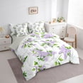 thumbnail image 3 of Homewish Purple Flower Floral Bedding Comforter Set 7 Pieces for Women, Chic Marbling Abstract Full Bedding Set, Modern Fashion Reversible Fitted Sheet Flat Sheet, Lightweight Room Decor, 3 of 7