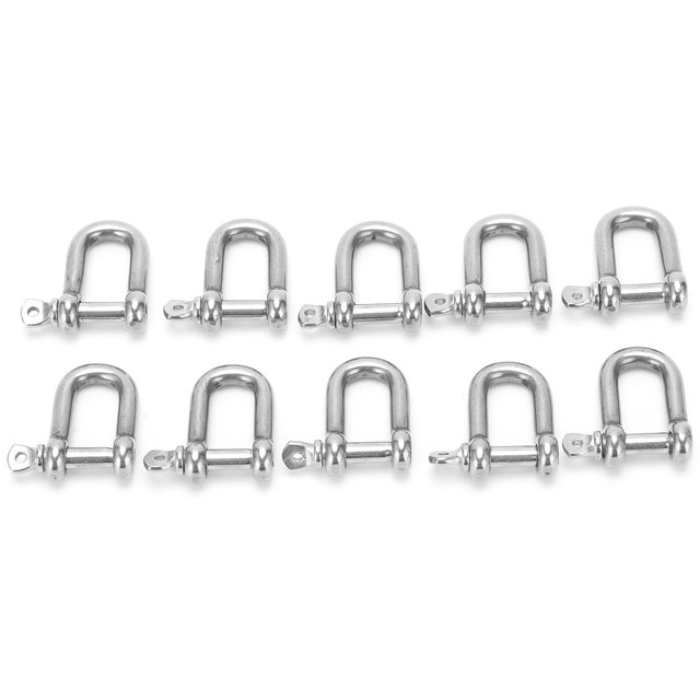 TOPINCN 10Pcs M5 Straight D Shackle Stainless Steel D Type Rigging Chain Shackle Hook Sling Screw,Shackle D Rigging Hooks,Straight D‑shackle Stainless Steel Shackle