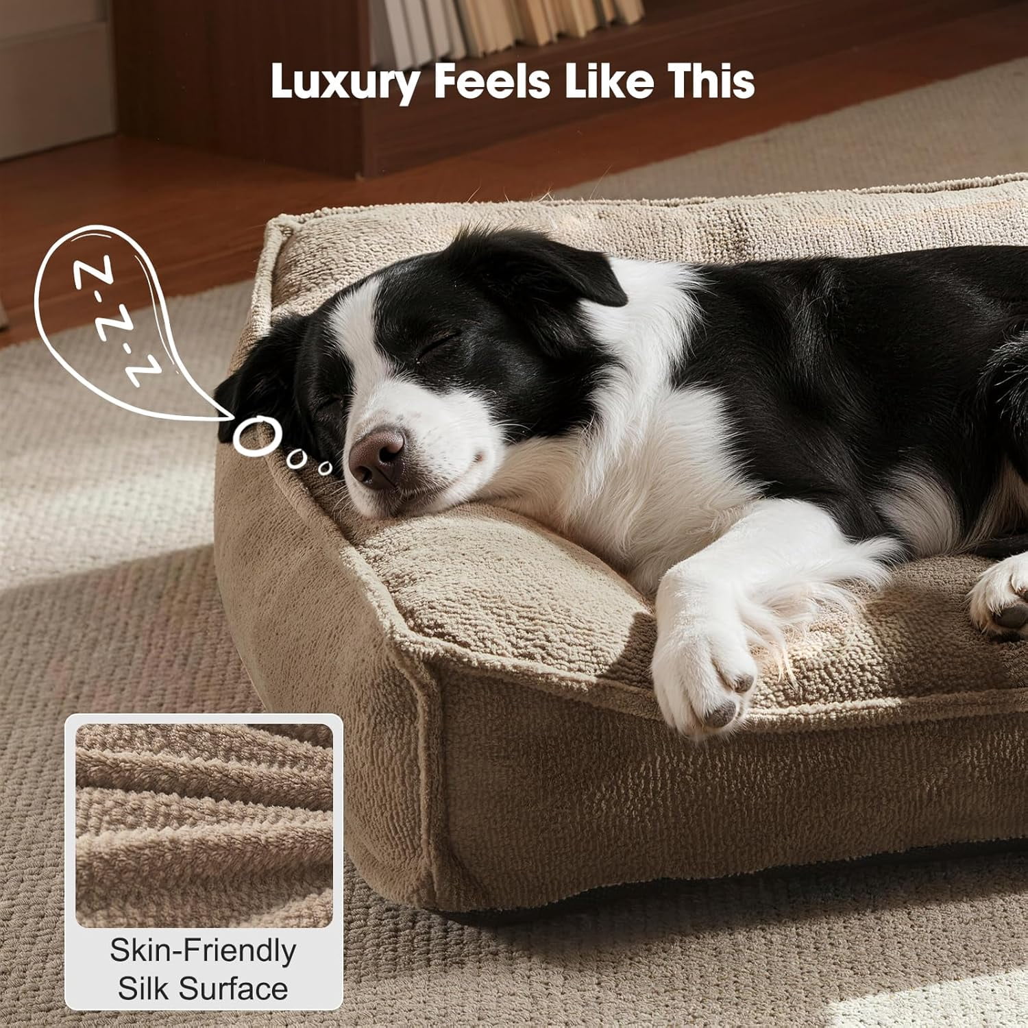 Orthopedic Dog Beds Large Sized Dog, Extra Thick Supportive Comfort Pet Sofa, Ergonomic Slant Dog Couch Bed with Removable Washable Cover, Ultra Soft Surface & Non-Slip Bottom, Brown, 38"