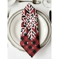 thumbnail image 2 of Christmas Snowflake Cloth Napkins Washable Set of 1, Winter Snwoflake Red Black Plaid Reusable Dinner Table Napkins Cloth Bulk for Weddings Kitchen Restaurants Hotel Events Parties 20 x 20 Inch, 2 of 9