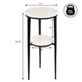 thumbnail image 4 of JONATHAN Y Seraphina 24.75" Industrial 2-Tier Metal Frame Drink Table and Decorative End Table with White Marble Round Top, Black/White, END3004A, 4 of 5
