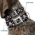 thumbnail image 2 of Buckle-Down Pet Collar, Dog Collar Metal Seatbelt Buckle, Skulls Stars Black White Pink, 15 to 24 Inches 1.0 Inch Wide, 2 of 8