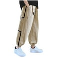 thumbnail image 2 of HOMADLES Boys Cargo Joggers Pants Elastic Waist Stretch Hiking Casual Outdoor, Jogger Pants Khaki 11 T, 2 of 4