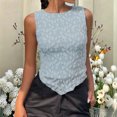 thumbnail image 2 of jobturf Floral Lace Tank Tops for Women Asymmetric Hem Slim&nbsp;Fitted Sleeveless Shirts Going Out Summer Blouses Beach Vacation Outfits S-XL, 2 of 6