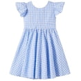 thumbnail image 2 of HAOTAGS Toddler Girls Dresses 7-8,Ruffle Back Breathable Sleeveless Plaid Sundress Bowknot Gingham Dress Blue 7-8, 2 of 5