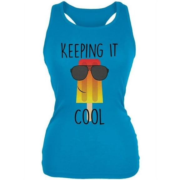 Summer Sun Ice Pop Keeping it Cool Juniors Soft Tank Top Turquoise LG