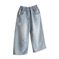 thumbnail image 2 of NAISIBABY Girls Straight Leg Jeans, Casual Fashion Elastic Waist with Pockets Kids Classic Denim Pants Blue Size 3, 2 of 9
