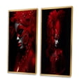 thumbnail image 3 of Designart "Vintage Glamour Mysterious Deep Red Mask" Fashion Woman Framed Wall Art Set Of 2 - Glam Red Frame Gallery Set For Office Decor, 3 of 6