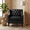 Black + PU + 1 Seat, variant on Dark Brown Faux PU Leather Accent Chair, Mid-Century Tufted Button Wingback Armchair with Nailhead Trim, High Resilience Sponge Cushion Solid Wood Legs Comfy Single Sofa for Living Room Bedroom Apart