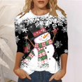 thumbnail image 2 of WEAIXIMIUNG T-Shirt de Noël Imprimé Col Rond Manches 3/4 Décontracté pour Femmes Saint-Valentin, 2 of 5