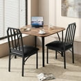 thumbnail image 6 of Jojoka Dining Set for 2, Wood Top Table with 2 PU Leather Upholstered Chairs for Small Space, Kitchen, Apartment, Dining Room, Rustic Brown, 6 of 8