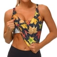 thumbnail image 3 of Fotbe Colorful Maple Leaves Sujetador Deportivo Largo sin Aros para Mujer con Almohadillas y Soporte Medio, Transpirable y Absorbente, Camiseta Tipo Chaleco o Tank Top-X-Large, 3 of 8