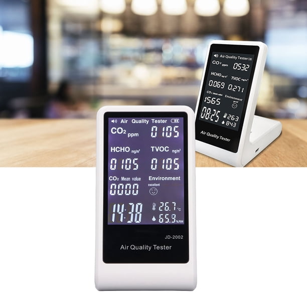 Medidor de CO2 alarma automática de alta precisión Pantalla digital Temperatura Humedad Prueba en tiempo real Sensor TVOC HCHO Monitor de del aire recargable para ANGGREK Otros