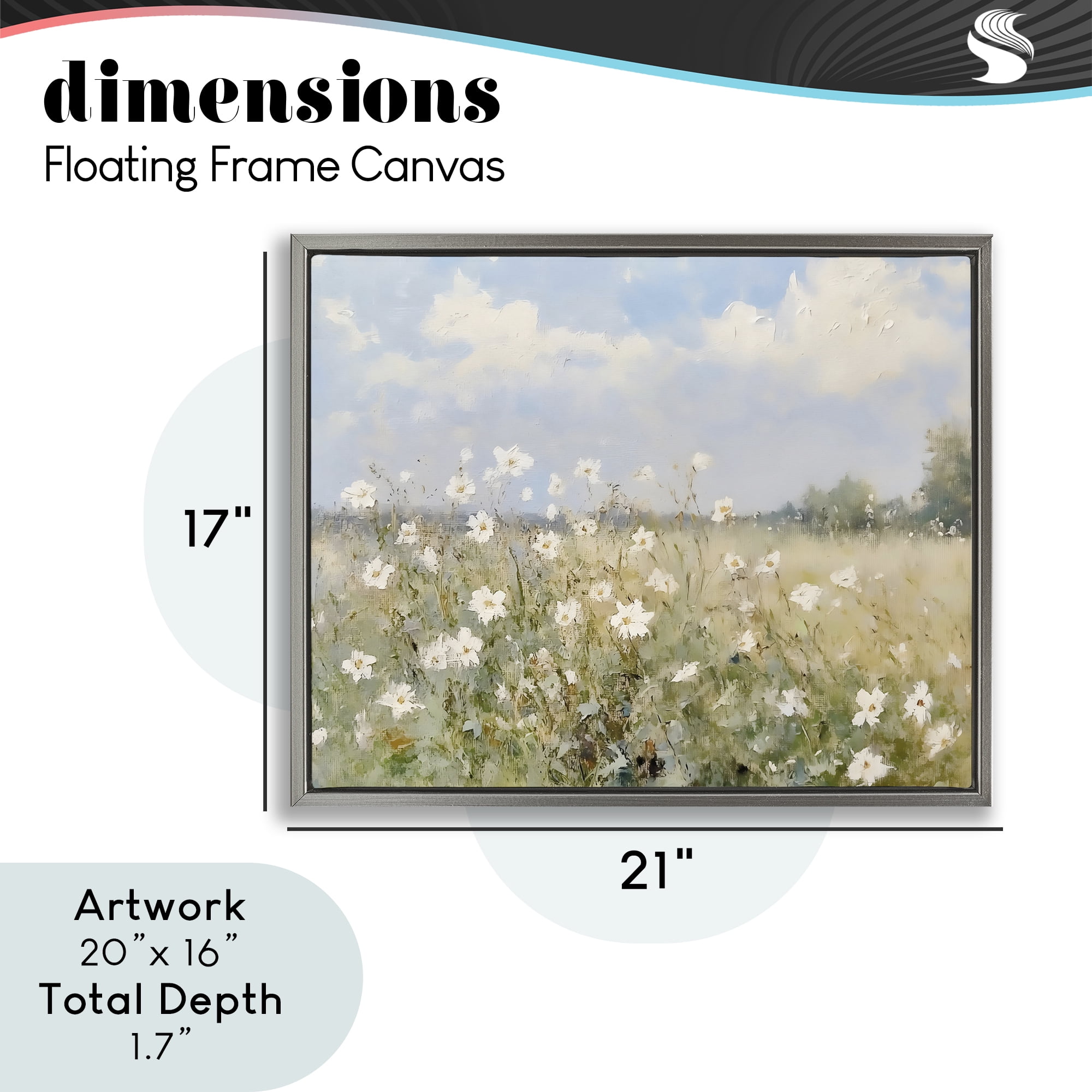 Stupell Industries Neutral Wildflower Field in Bloom Gray Framed Floater Canvas Wall Art, design by LSR Design Studio