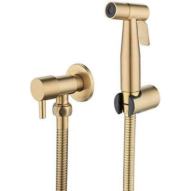 Solución de higiene eficiente, kit de rociador de bidé de material de calidad, acero inoxidable para baño de mascotas, higiene personal, baño, fácil de instalar con adaptador en T (dorado)