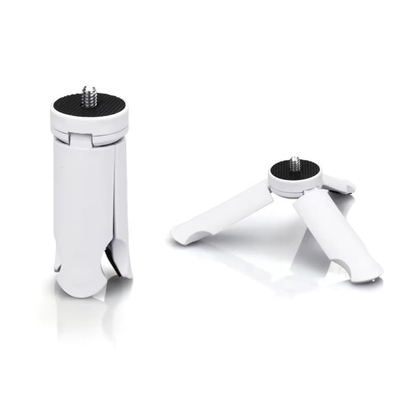 White Mini Foldable Tripod Stand, Compact Desktop Camera Tripod with 1/4" Screw, Compatible with Action Cameras & Smartphones for Vlogging