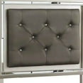 thumbnail image 4 of Benjara Crystal Tufted Leatherette Twin Panel Headboard, Gray and Silver, 4 of 5